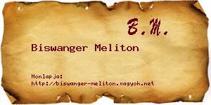 Biswanger Meliton névjegykártya